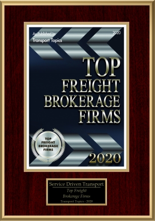 Top Freight Brokerage Firms Award given to Service Driven Transport in 2020